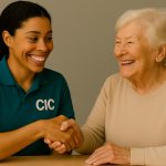 two woman shaking hand in a happy mood