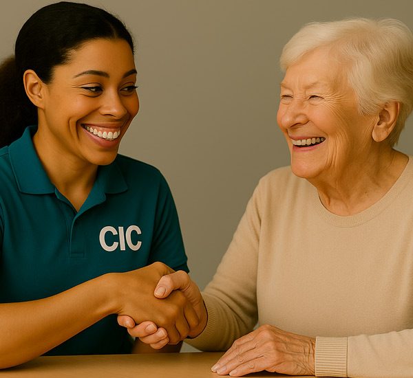 two woman shaking hand in a happy mood