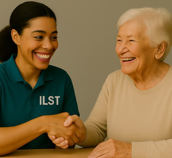 two woman shaking hand in a happy mood